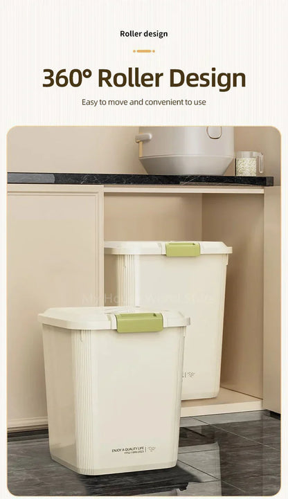 10KG Rice Storage Container - Sealed Cereal Dispenser with Buckle, Insect-Proof Grain & Pet Food Organizer