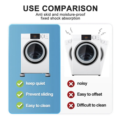 4Pcs Anti-Vibration Pads - Rubber Feet Legs Mat for Washing Machine, Universal Noise-Reducing Leg Base for Furniture