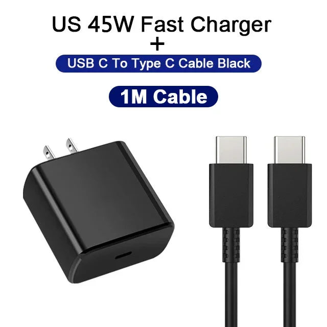 PD 45W USB-C Fast Charger — High-Speed Wall Adapter for Samsung Galaxy S24/S23 Ultra, Note, iPhone 15, Xiaomi 14