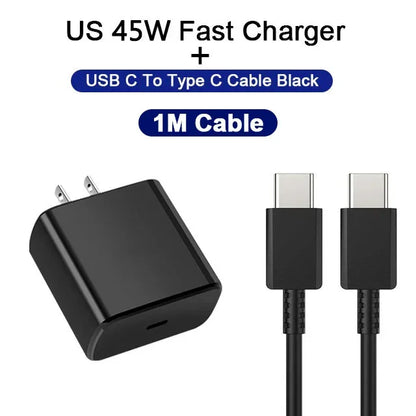 PD 45W USB-C Fast Charger — High-Speed Wall Adapter for Samsung Galaxy S24/S23 Ultra, Note, iPhone 15, Xiaomi 14