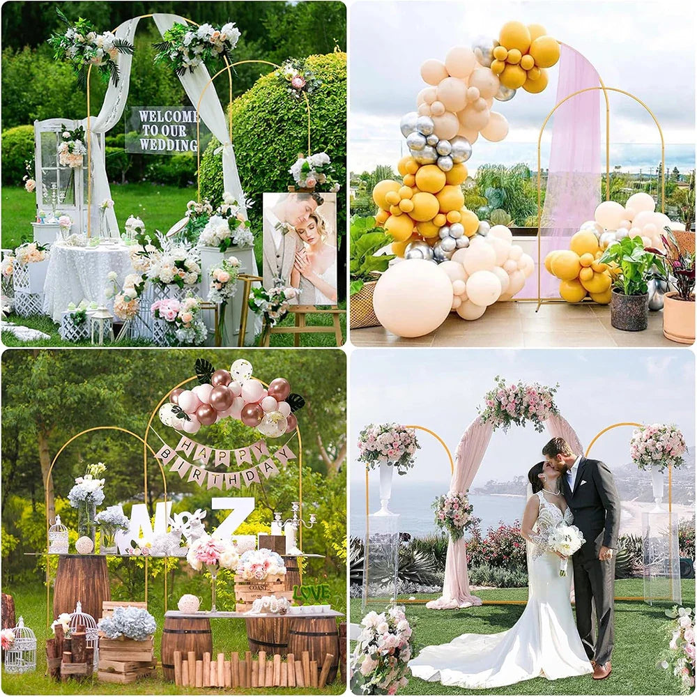 Metal Gold Wedding Arch Stand – 3.9FT/5.9FT/7.2FT Backdrop for Ceremony, Birthday & Baby Shower
