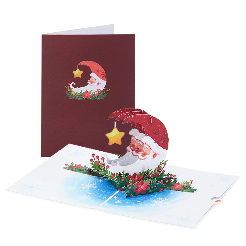 3D Christmas Tree Greeting Card – Cat Xmas Pop-Up Postcard with Envelope