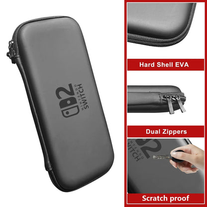 Slim Waterproof Carrying Case for Nintendo Switch 2 (2025) — EVA Hard Shell Protective Storage Handbag for Accessories