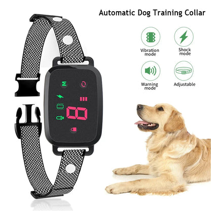 Smart Automatic Anti-Bark Dog Collar HD Digital Display IP67 Waterproof Rechargeable Bark Control Training Device for Dogs Stop Barking System