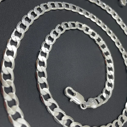 Men’s 925 Sterling Silver Face Chain Necklace — 2/4/6/8/10/12MM, 40–75cm with Lobster Clasp, Engagement Jewelry Gift for Men & Women
