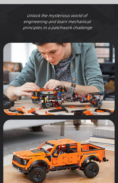 New 1379PCS Ford Raptors F150 Pickup Truck Building Blocks – Technical Sports Car Model Bricks for Kids Racing Vehicle Toy Gifts