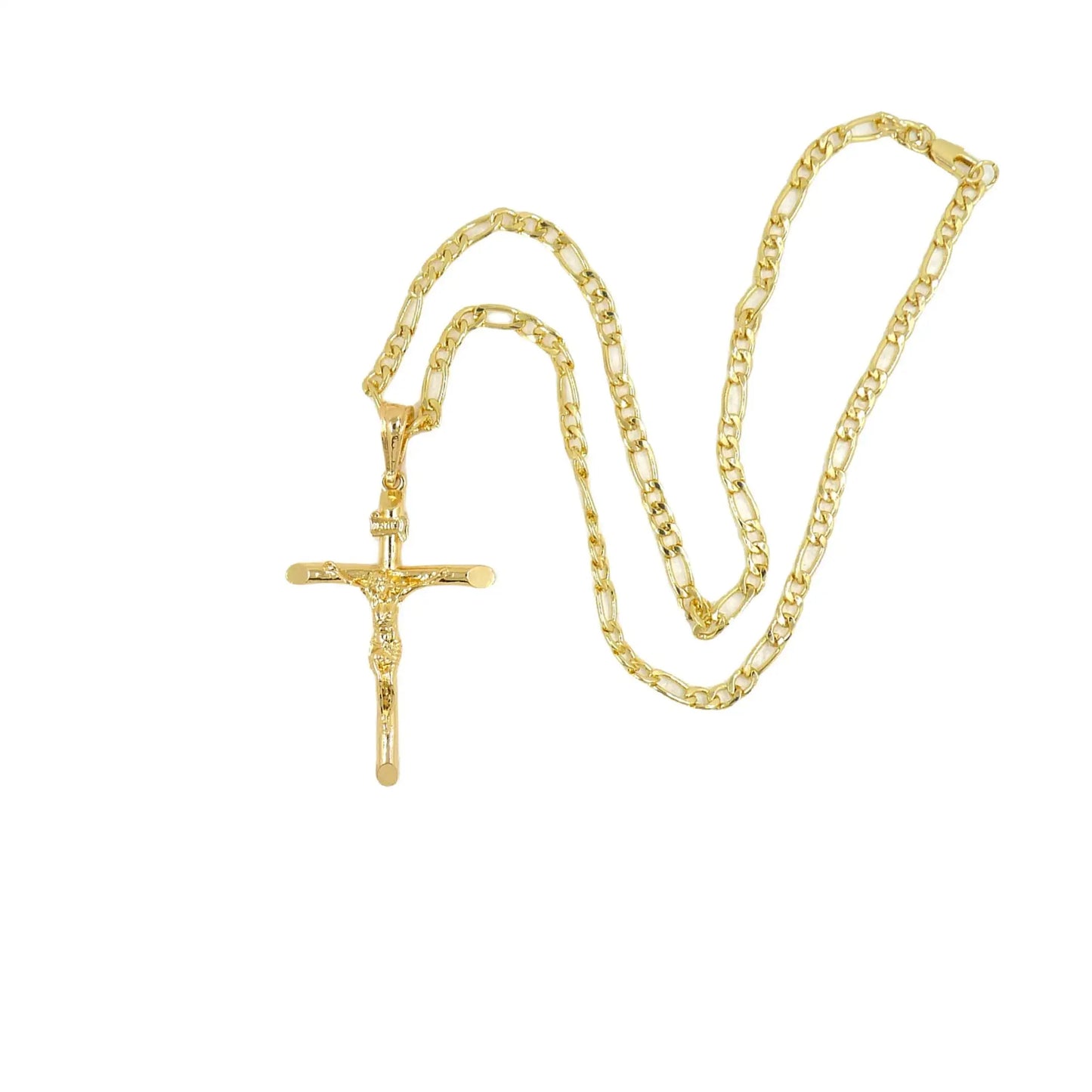 Gold-Plated Chain with Jesus Pendant Cross Necklace – Religious Jewelry for Men & Women