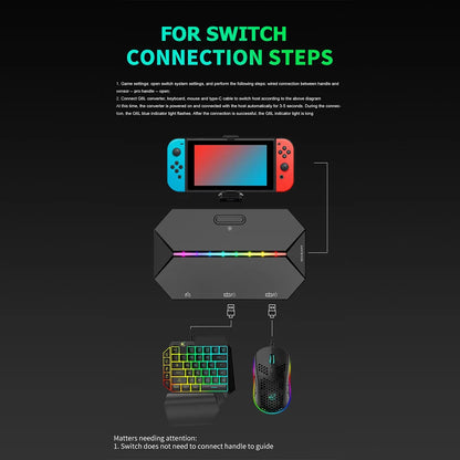 G6L Gaming Keyboard & Mouse Converter – Portable Wired Controller Adapter for Switch, Switch OLED, Xbox One & PS4