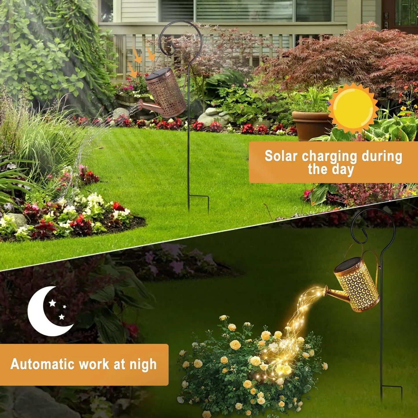 Solar Watering Can Lights: Cascading Light Waterfall Décor - Waterproof Solar Garden Hanging Light for Stunning Outdoor Decoration