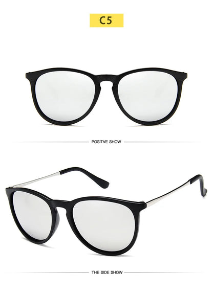 Metal Frame Vintage Round Sunglasses — Reflective UV Protection Shades for Men & Women
