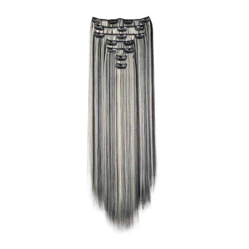 WIGSIN 24-Inch Straight Hair Extensions - 7-Piece Clip-In Synthetic Hair Set for Women
