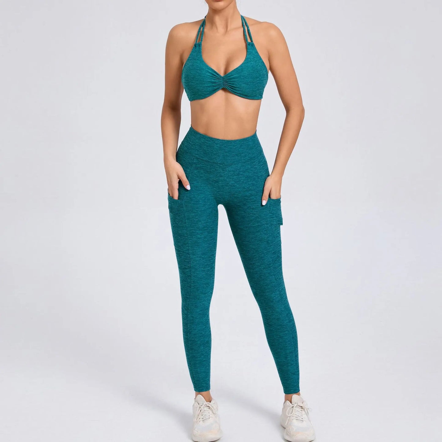 Sexy Women’s Yoga Set – Crop Top Sports Bra & Shorts Gym Tracksuit for Running, Fitness & Workout