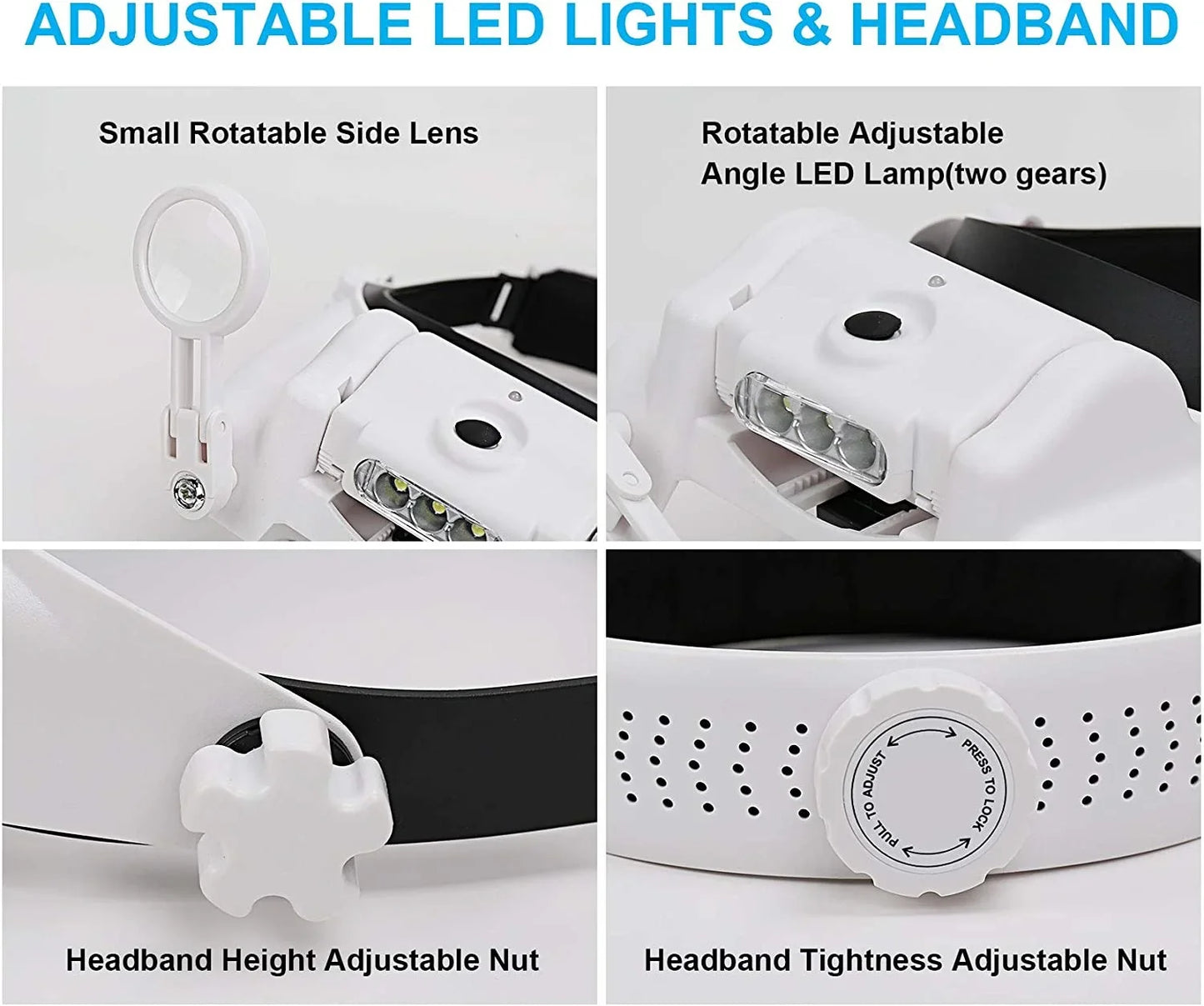 Z30 LED Headband Magnifier — Rechargeable Soldering & Repair Loupe with Interchangeable Lenses and Third Hand Support