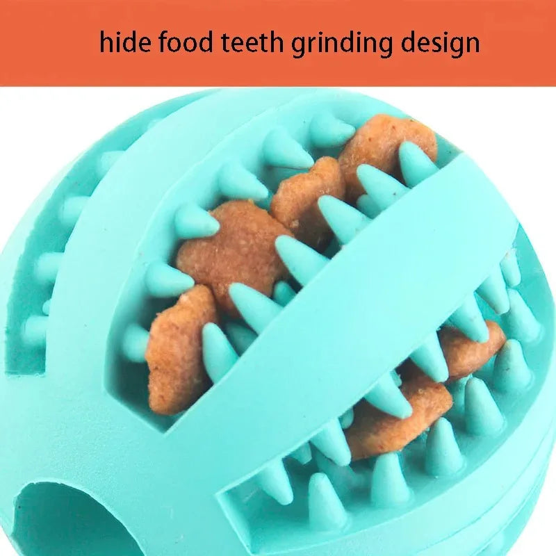 Natural Rubber Dog Chew Toy Ball – Extra Tough 5cm Interactive Tooth Cleaning Pet Treat & Training Toy