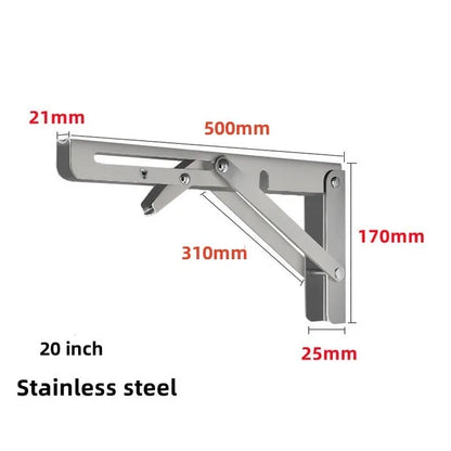 2pcs Heavy Duty Stainless Steel Folding Shelf Brackets | Collapsible Wall-Mounted L-Table Hinges for Bench & Table with Screws