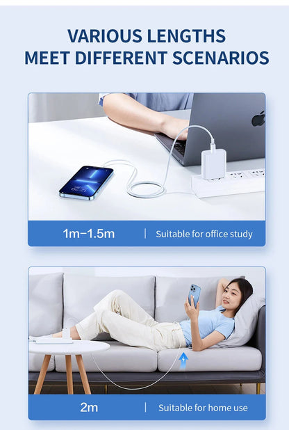 Original 40W PD USB-C Fast Charger Cable – Data Sync & Charging for iPhone 7-16 Series, iPad, USB Type-C Devices