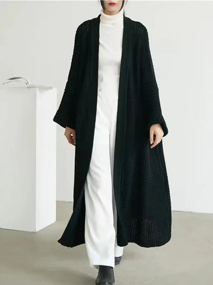 Autumn Winter Women’s Long Knitted Cardigan Sweater – Casual Loose Warm Long Sleeve Coat