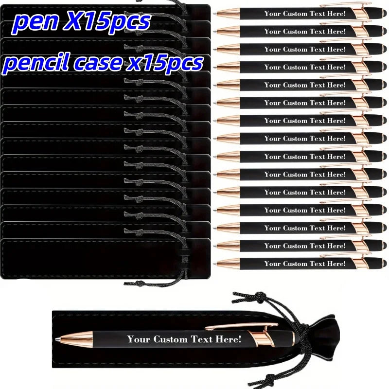 Custom Engraved Ballpoint Pens Set - Personalized Metal Pens with Cases & Bags for Business Gifts