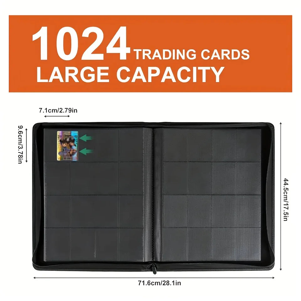 1024-Pocket Trading Card Binder — Premium 16-Pocket Card Holder Album for YuGiOh, MTG & TCG Cards