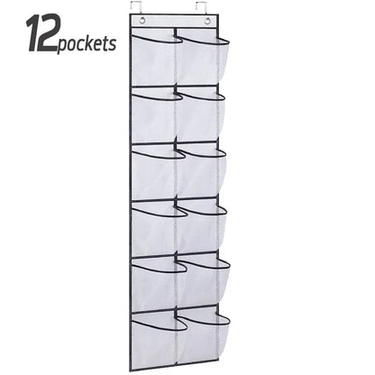 Hanging Shoe Rack Organizer – Over-the-Door 12/14 Pocket Breathable Mesh Storage for Slippers and Shoes
