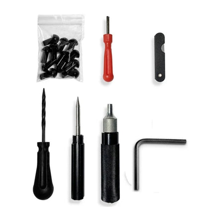 Car & Motorcycle Tire Repair Kit – Plugger Tools with Mushroom Plugs, Probe & Nozzle for Wheel Repair