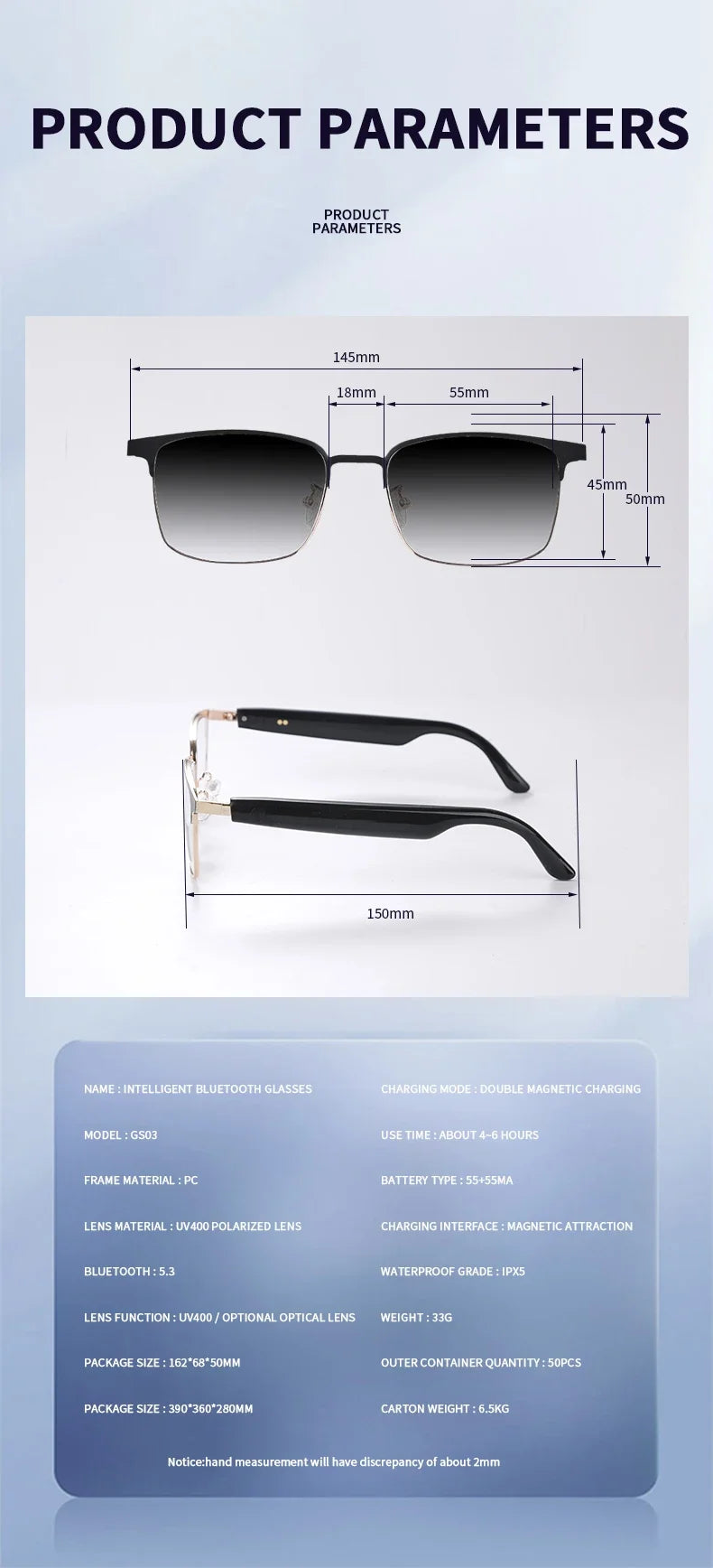 CLLOIO Wireless Bluetooth Smart Glasses – Photochromic Sunglasses with Anti-Blue Ray Reading Lenses & Myopia Prescription Support for Men & Women