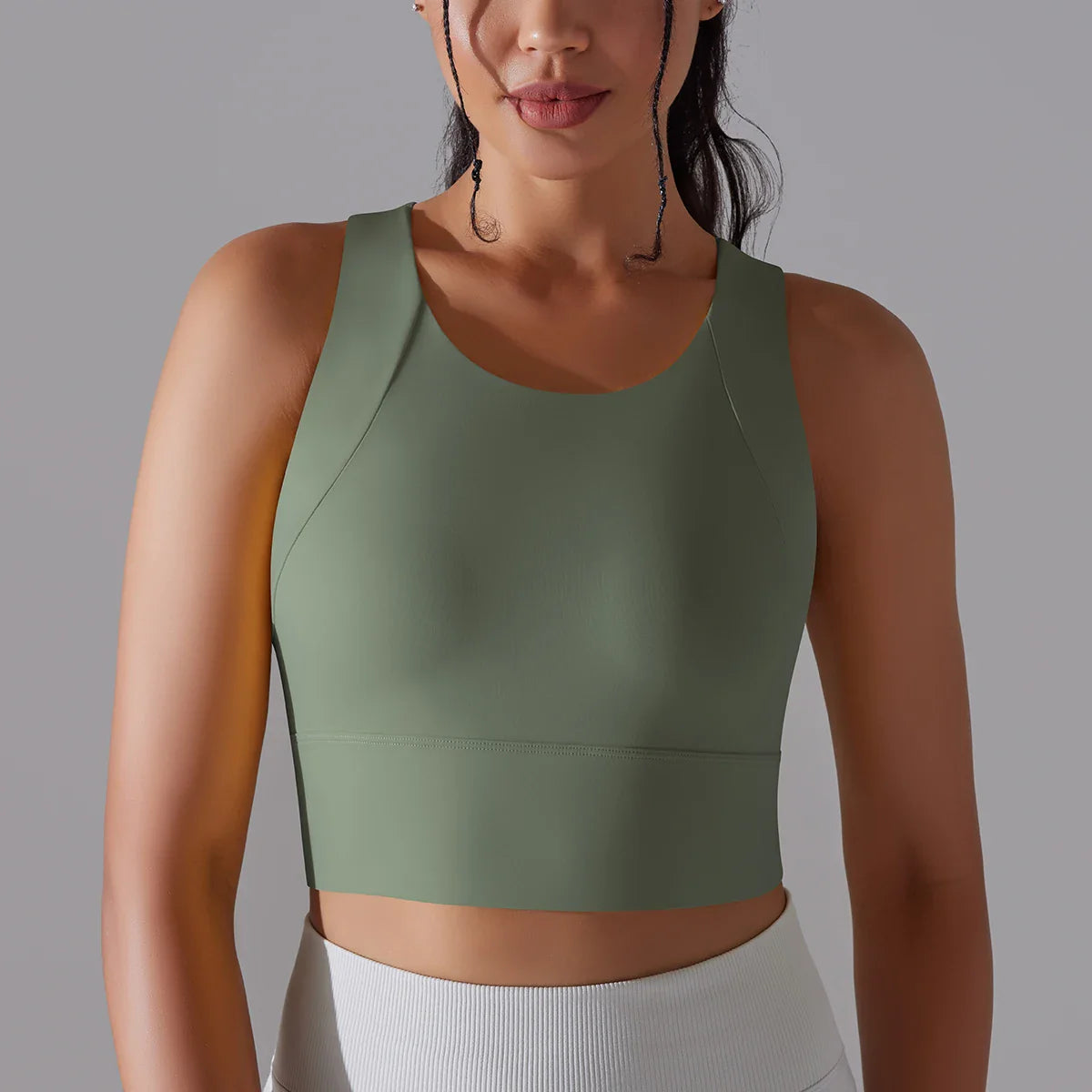 Women's Nylon Sports Bra – Elastic Yoga Crop Top, Stretch Gym Fitness Bra for Training & Activewear