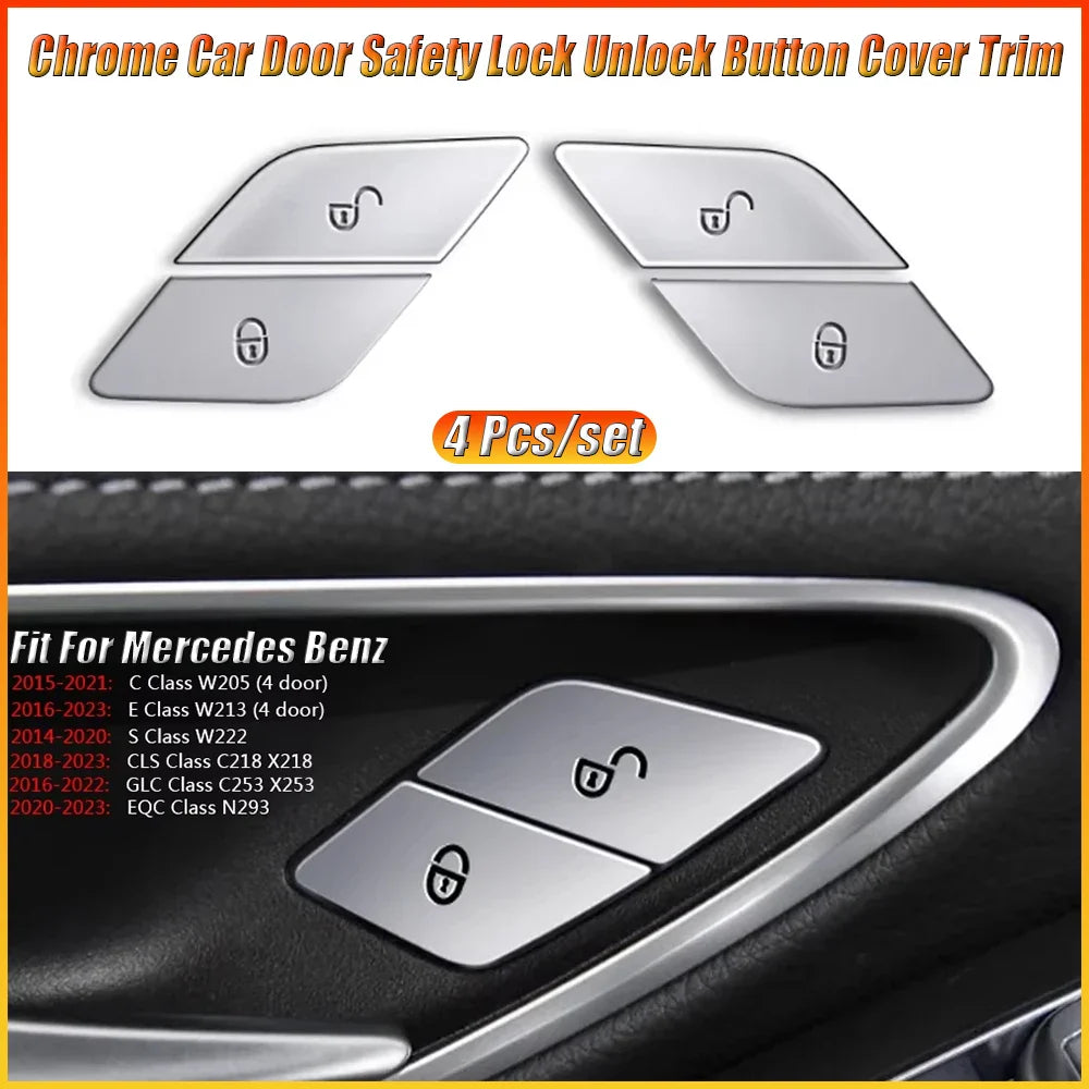 Mercedes-Benz C/E/GLC/Vito ABS Door Lock Button Cover – W205 W213 X253 W447 Car Interior Lock/Unlock Sticker Accessories