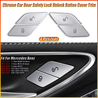 Mercedes-Benz C/E/GLC/Vito ABS Door Lock Button Cover – W205 W213 X253 W447 Car Interior Lock/Unlock Sticker Accessories