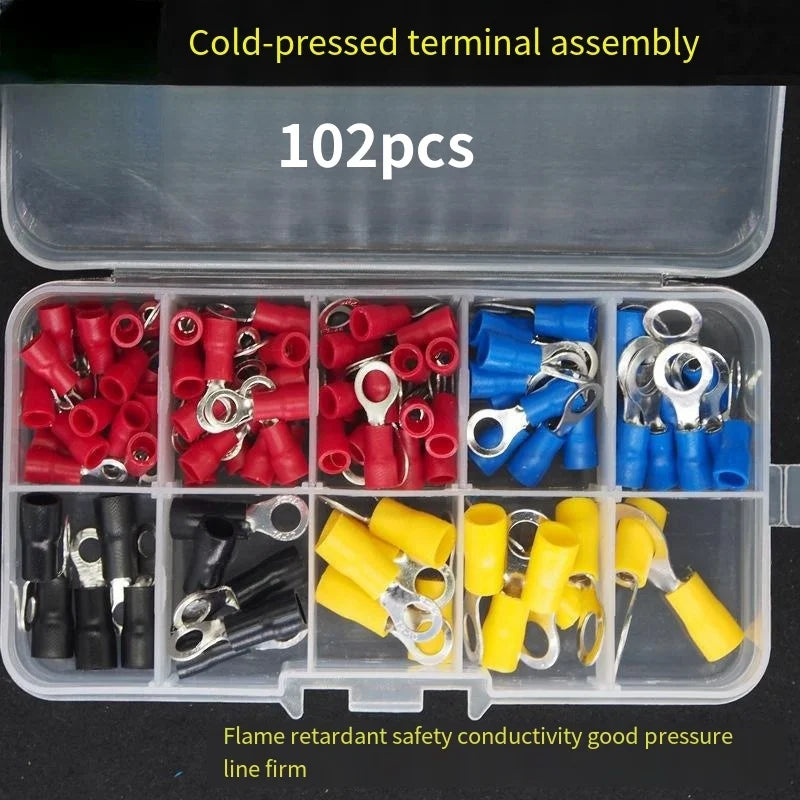 102/280/300/480PCS Insulated Wire Connector Kit Male & Female Spade Crimp Terminals Assorted Electrical Cold Press Terminal Set for Automotive & DIY Wiring