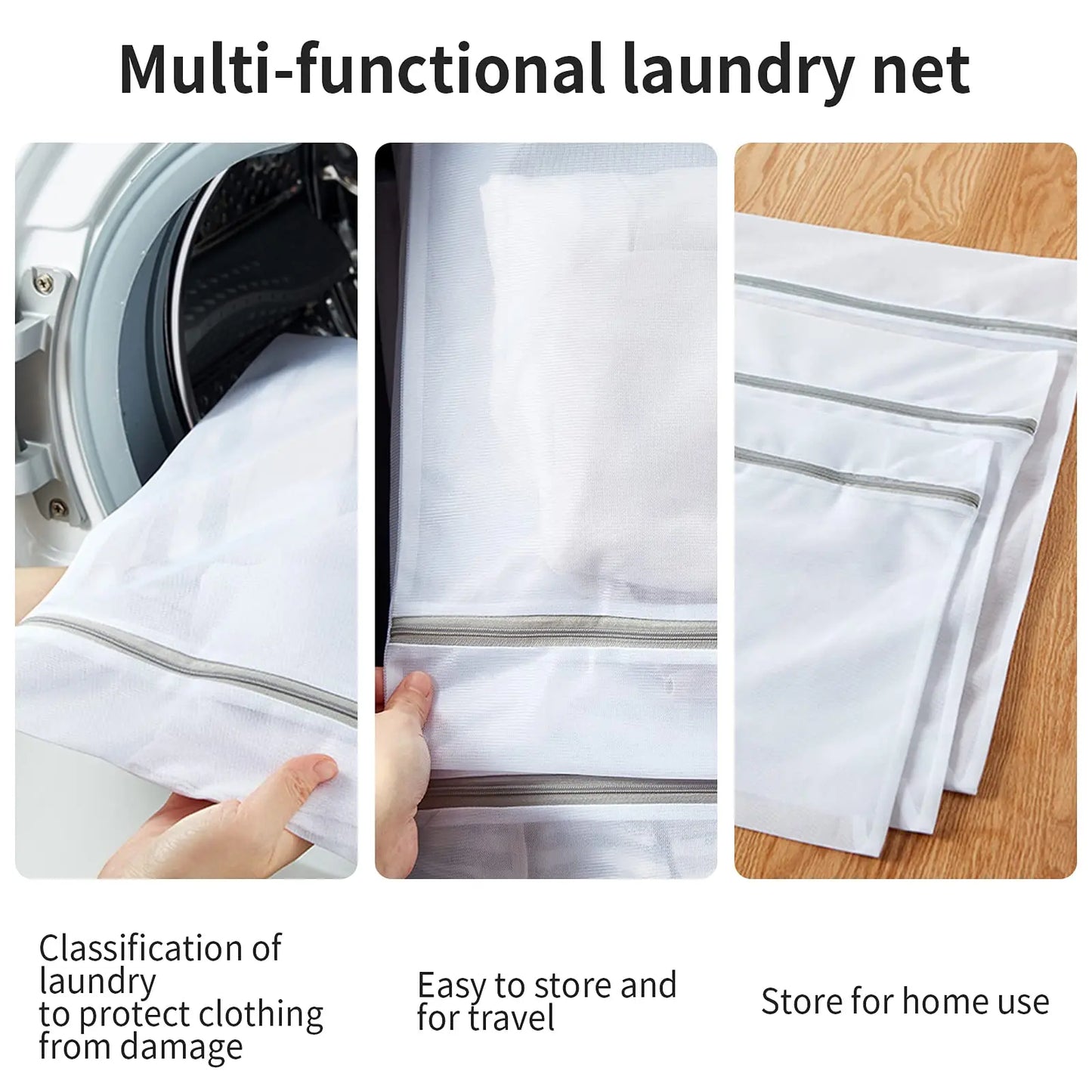 Reusable Zipper Laundry Bag for Washing Machine – Coarse Mesh Organizer for Lingerie, Shoes, Bras & Clothes