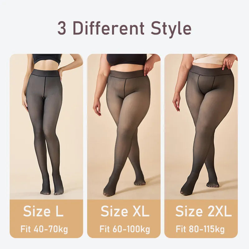 Thick Thermal High Waist Pantyhose - Women's Warm Winter Translucent Tights Stockings, Sexy Slim Leggings