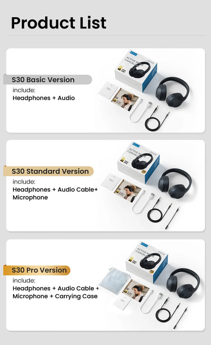 HAYLOU S30 Wireless Bluetooth 5.4 Headphones - 43dB Adaptive Noise Cancelling, 40mm Driver, 80H Playtime Earphones