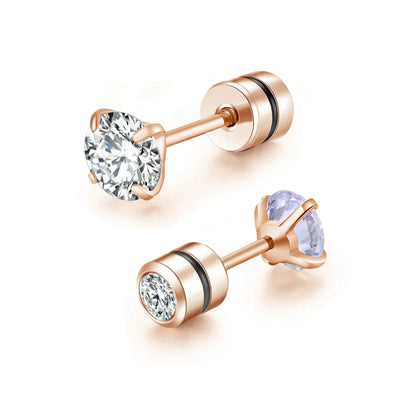 Medical Stainless Steel Zircon Ear Stud Earrings – Hypoallergenic Crystal Cartilage & Tragus Piercing Jewelry with Screw Back