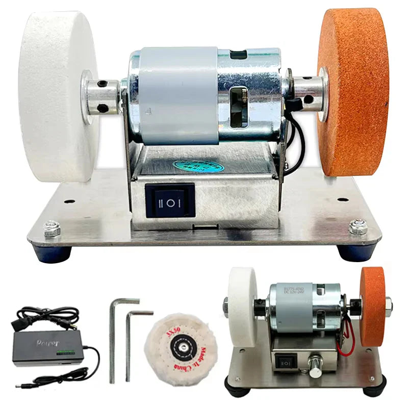 100W Double Table Grinder Machine — Electric Grinding Wheel for Coarse & Fine Polishing with Motorized Stone