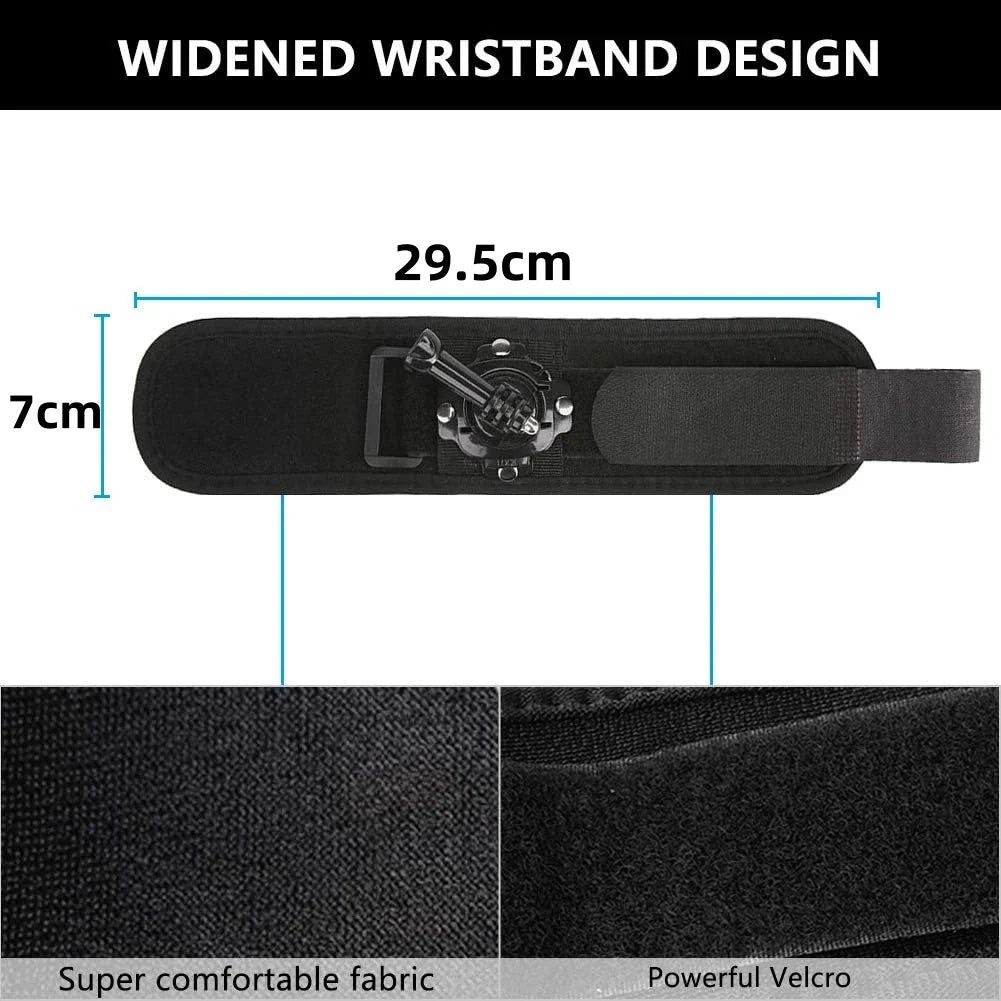 360° Rotating Wrist Strap — Compatible with GoPro Hero 12–2, AKASO, EKEN, DJI, Yi, Apeman Action Cameras