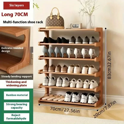 Chinese Style Wooden Shoe Rack — Multifunctional Bamboo Entrance Storage Cabinet for Shoes