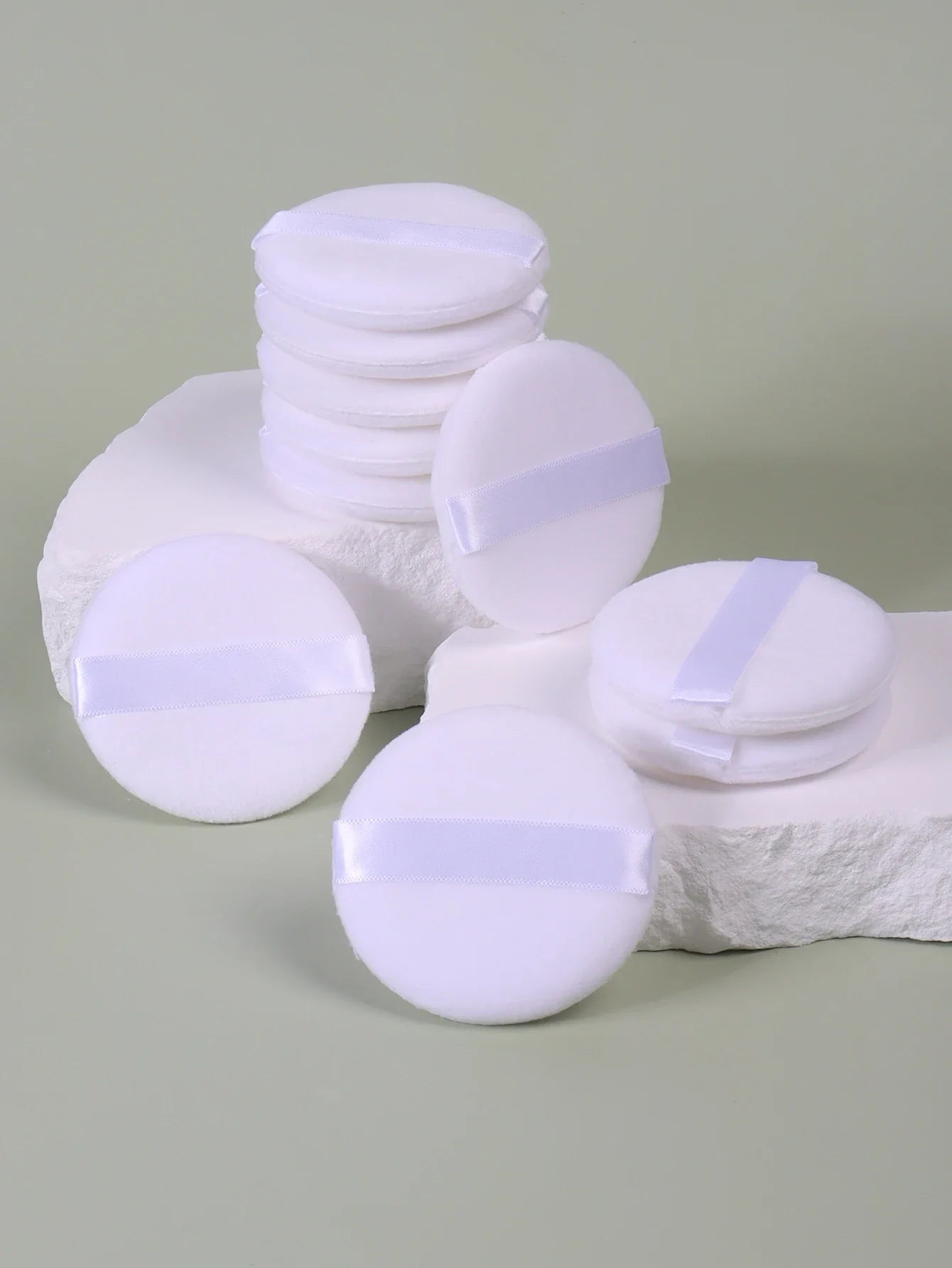 2/5/10/20PCS White Round Powder Puffs – Portable High-Grade Makeup Applicators for Base & Setting
