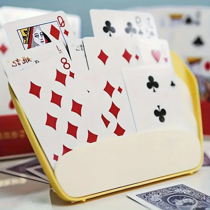 4-Pack Yellow PVC Playing Card Holders – Poker Game Accessories for Family Game Night & Tabletop Card Organizing
