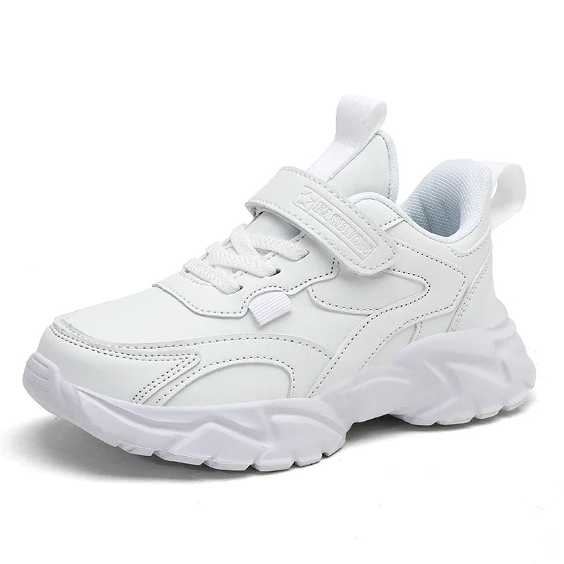 Kids Sport Casual Shoes — Leather Sneakers for Girls & Boys (Ages 5-16), Outdoor Running, Soft Sole, Anti-Slip Walking Footwear