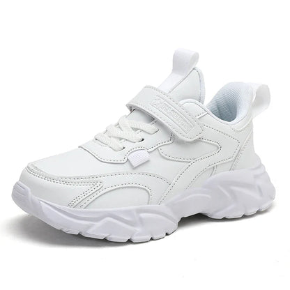 Kids Sport Casual Shoes — Leather Sneakers for Girls & Boys (Ages 5-16), Outdoor Running, Soft Sole, Anti-Slip Walking Footwear