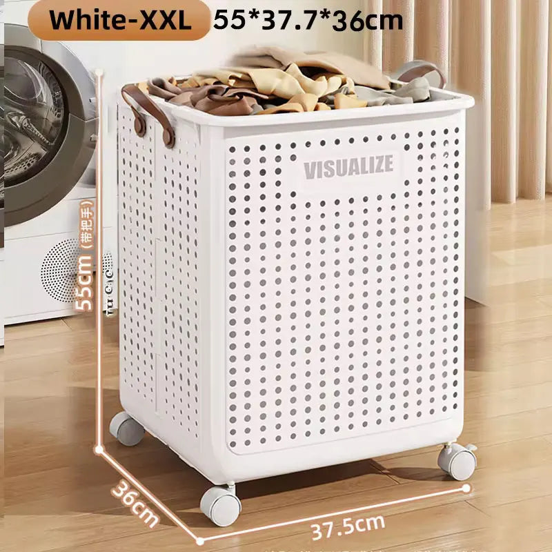 Foldable Laundry Hamper with Wheels — Portable Clothes Basket for Washing & Storage