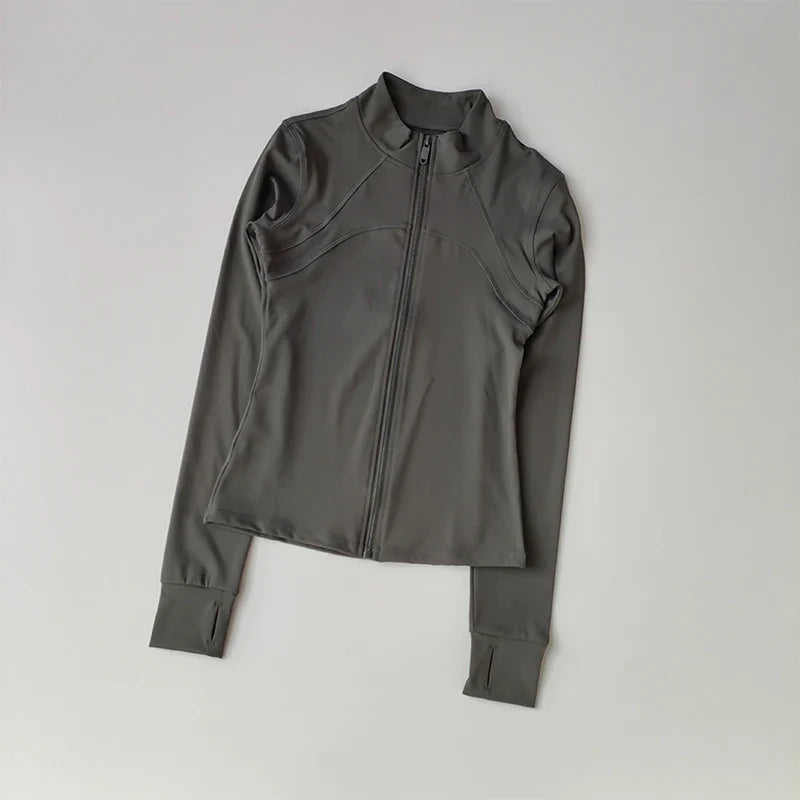 Women's High-End Yoga Suit - Standing Collar Long-Sleeved Sports Jacket - Windproof Running Training Fitness Top