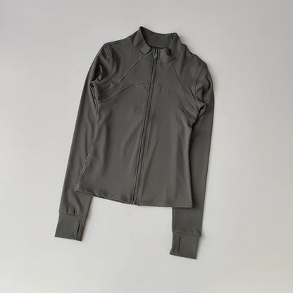 Women's High-End Yoga Suit - Standing Collar Long-Sleeved Sports Jacket - Windproof Running Training Fitness Top