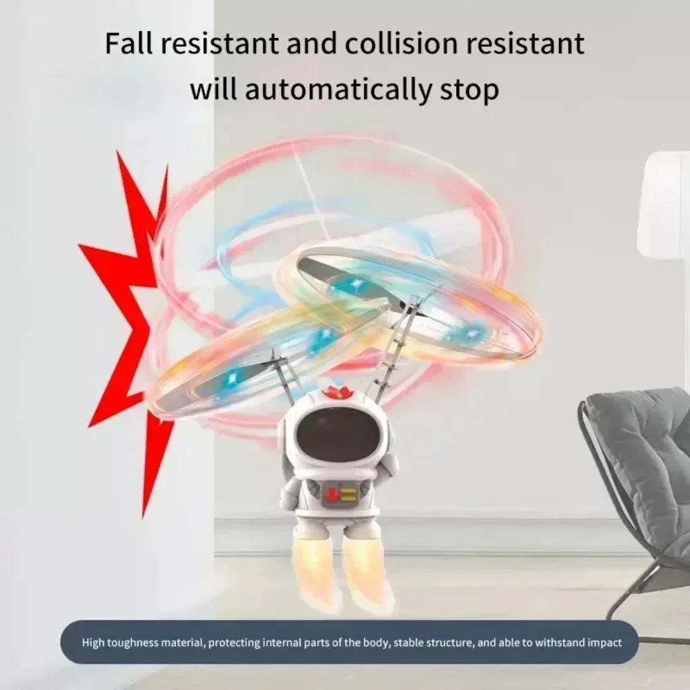 Levitating Luminous Flying Robot Astronaut Toy – Hand-Controlled Drone with Lights, Interactive Outdoor Toy for Kids Gift
