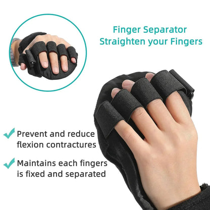 Adjustable Hand Brace for Stroke Recovery — Finger and Wrist Support Splint for Night Use, Arthritis & Tendonitis Relief