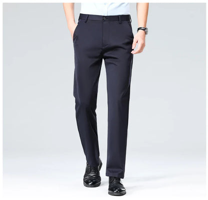 Plus Size Men's Business Suit Pants – Stretch Formal Dress Trousers | Classic Black for Big Men
