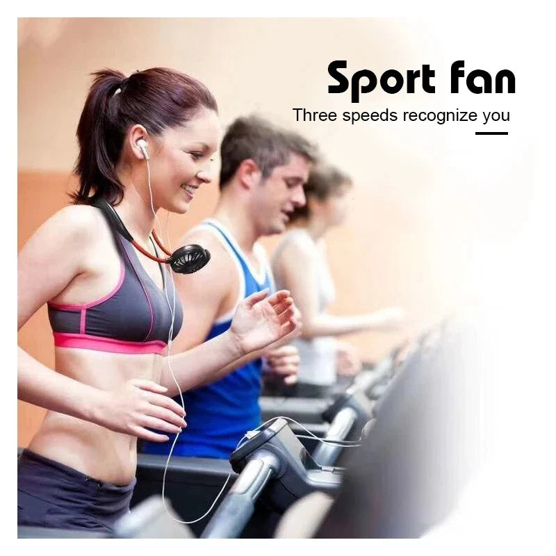 USB Portable Hands-Free Neck Fan - Rechargeable Mini Sports Fan, 3-Speed Adjustable Dual Fan for Home Office & Outdoor Use