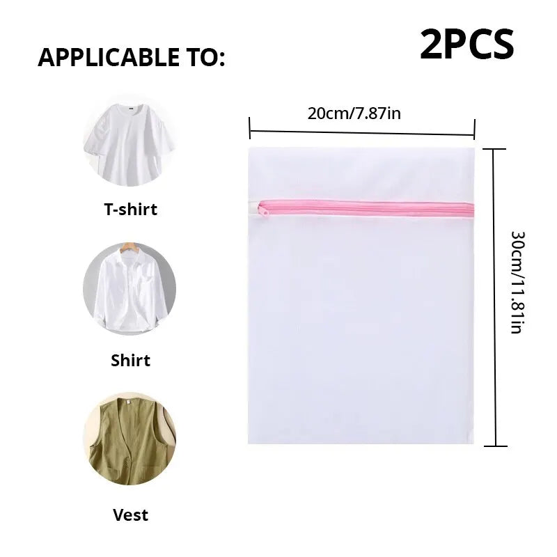 2Pcs/7Pcs Transparent Fine Mesh Laundry Bags – 6 Sizes Reusable Zippered Wash Bags for Machine Protection