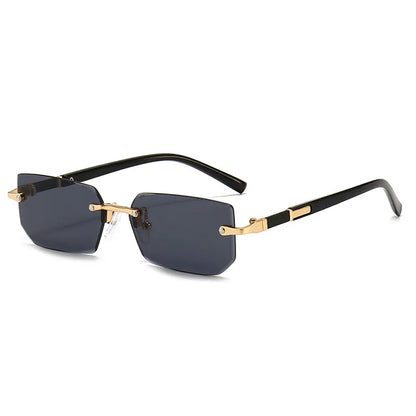 Rimless Sunglasses Rectangle Fashion: Popular Women Men Shades, Small Square Sun Glasses for Female Male Summer Traveling Oculos